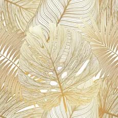 Papel De Parede Folhagem Dourado Adesivo Autocolante Lavável Vinílico  Sala Quarto Hall Botânico 10m