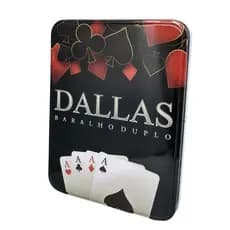 Baralho Duplo Dallas Com Cartas De Plástico - Lindo estojo metálico