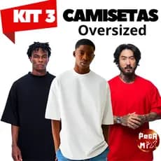 Kit 3 Camisetas Oversized Masculinas Streetwear | Algodão Premium | Gola Alta | Modelagem Ampla |