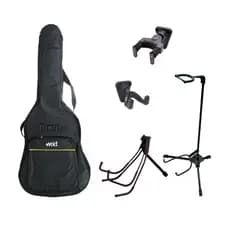 KIt Bag acolchoada Para Violão + Suporte de Parede/Chão ou Correia Para Violão