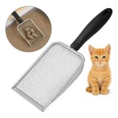 Pazinha Higiênica para Gatos Aço Inox Durável–Peneira Coletora de Areia Fácil Limpeza Caixa de Areia Pet Lagarto