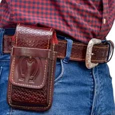 Kit Cowboy Cinto Country + Capinha Bainha em De Celular Couro