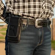 Porta Celular Artesanal Country Capa Bainha Couro Legítimo Dura Forrada Avermelhada
