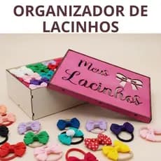 Organizador de Laços Caixa para Lacinhos MDF Guardar Presilhas Tiaras Elástico de Cabelo Porta Laços