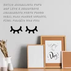 Par de Cílios Decorativos MDF Preto 8,5 cm Decoração de Parede e Porta Olhos de Unicórnio Lash