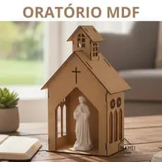 Oratório Capela MDF Cru Igreja Decorativa Artesanal para Personalizar Canto da Oração Igrejinha