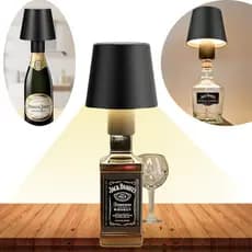 Luminária Abajur Garrafa Whisky champanhe gin cerveja luz amarela branca Mesa Led Touch Dimerizável Portátil touch mesa de cabeceira