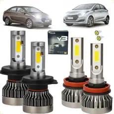 Kit de Farol Ultra Led Y3 22000 Lúmens Pingo T10 Alto Baixo e Milha HB20 HB20S HB20X 2012 até 2015