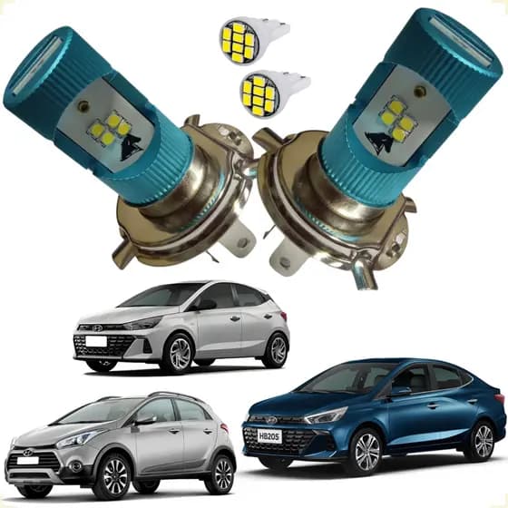 Kit Lâmpada de Led LF03 Stallion H4 Super Branca 6000K Farol Alto e Baixo Carro HB20 HB20S HB20X