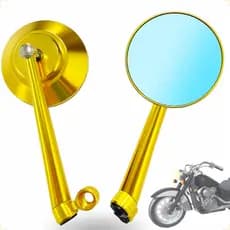Espelho Retrovisor Universal Redondo Para Motos Custom Chopper Dourado Café Racer Bobber