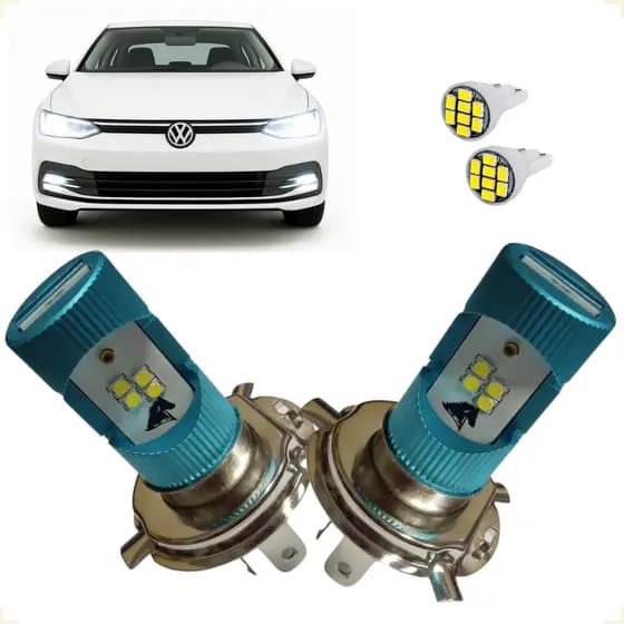 Par de Led Carro Kit de Lâmpada LF03 do Cavalinho H4 Super Branca 6000K Farol Alto e Baixo Universal