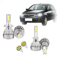Kit Lâmpadas Super Led Branca 6500K Mini Para Farol Alto e Baixo Carro Corsa Duplo de 2002 até 2012