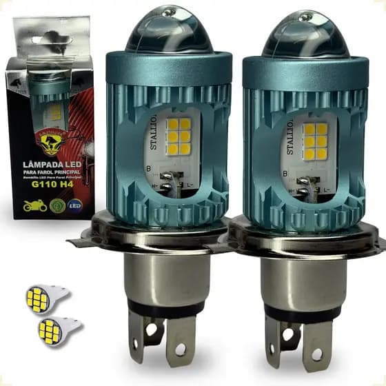 2 Lâmpada Farol Projetor Bicolor Led H4 Branca e Amarela Chip Moto Carro Caminhão