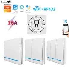 16A Tuya WiFi Interruptor Inteligente Sem Fio Suporte Smart Life APP Funciona Com Alexa Google Home Controle De Voz