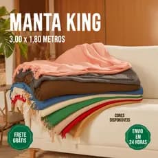 Manta p/ Sofá 3,00 x 1,80 m Artesanal King Size Gigante 2 ou 3 Lugares Retrátil Algodão