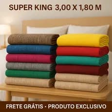 Kit 2 Mantas p/ Sofá 3,00 x 1,80 m Artesanal King Size 2 ou 3 Lugares Franjas Manta Gigante