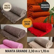 Manta Tambaba King 2,30x1,70m Algodão com Franjas | Decoração & Proteção Sofá, Cama ou Poltrona