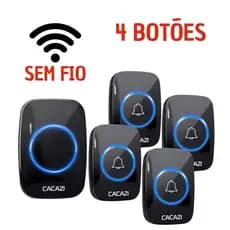 Campainha Sem Fio Com 4 Botões 300 Metros de Alcance SOS Idoso a Prova D'agua CACAZI Wireless Casa