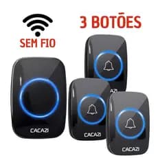 Campainha Wireless Sem Fio Com 3 Botões 300 Metros de Alcance CACAZI a Prova D'agua Casa Escritório