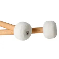 fgstbr 1 Par De Baquetas De Feltro Com Cabo De Madeira Para Instrumento De Percussão Branco