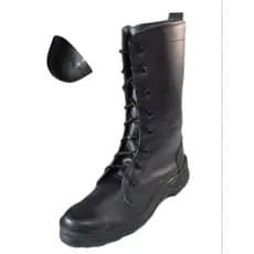 Bota Coturno Militar Toda em Couro Legítimo Cadarço Zíper