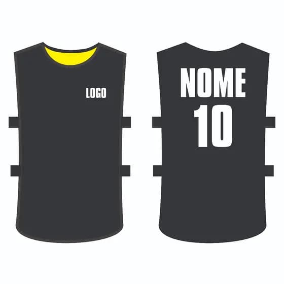 Colete Dupla Face Preto com outra cor Para Futebol Treino Jogar Futsal Society Recreao com NOME Personalizado