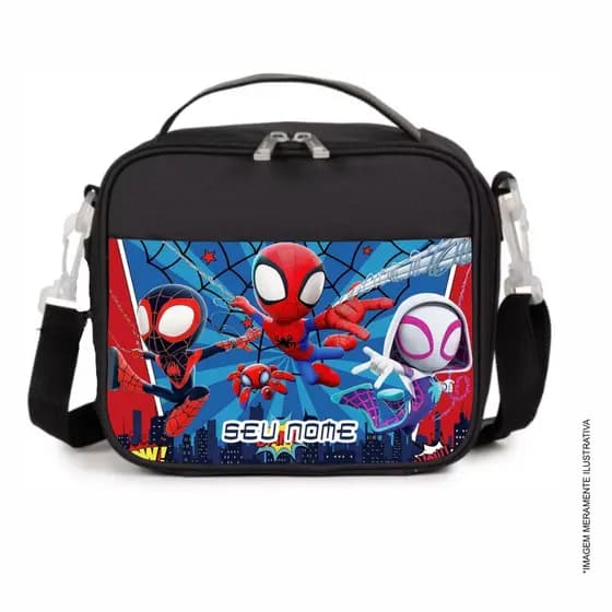Lancheira Termica Escolar Empresarial Dia a Dia Personalizada Homem Aranha com o NOME ou LOGO Modelo 4