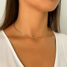 Colar Choker Aro Orgânico Rigido Ouro Moda Minimalista Fashion Acessório Tendência