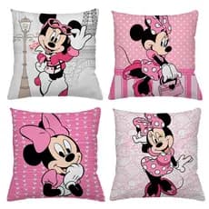 KIT 4 CAPAS DE ALMOFADAS IDEAL PARA DECORAÇÃO MICKEY, MINNIE, QUARTO, SALA, LOVE - TAMANHO 45X45