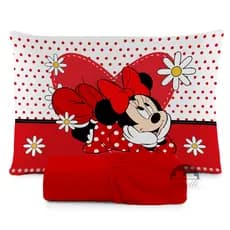 JOGO DE LENÇOL SOLTEIRO INFANTIL MINNIE MARGARIDA VERMELHA FRONHA TRAVESSEIRO, LENÇOL DE ELASTICO