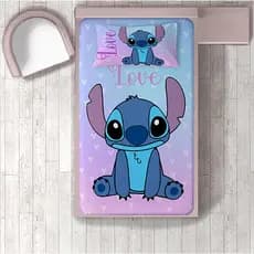 JOGO DE LENÇOL SOLTEIRO 2 PEÇAS, LENÇOL DE ELASTICO, CAPA DE TRAVESSEIRO, STITCH