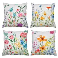 KIT 4 CAPAS DE ALMOFADAS FLOR AQURELA  TAMANHO 45X45