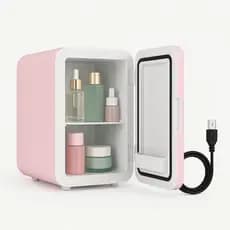FRIGOBAR PORTATIL GELADEIRA 4L MINI 12V REFRIGERADOR AQUECEDOR CASA CARRO SKIN CARE ROSA
