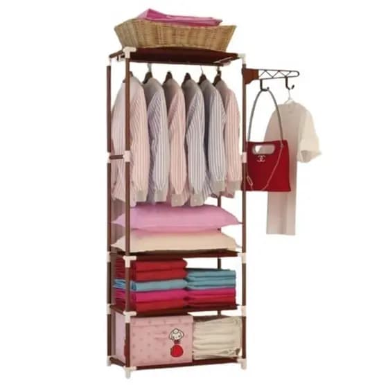 GUARDA ROUPA PORTATIL CABIDEIRO COM ARARA 3 PRATELEIRAS ARMARIO