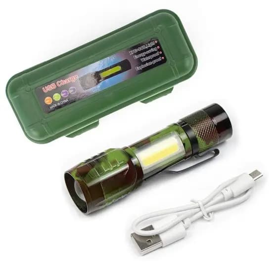 LANTERNA LED TATICA RECARREGAVEL MINI MULTIUSO ZOOM USB POTENTE 3 EM 1 BOLSO MESA TRILHA SOS MILITAR