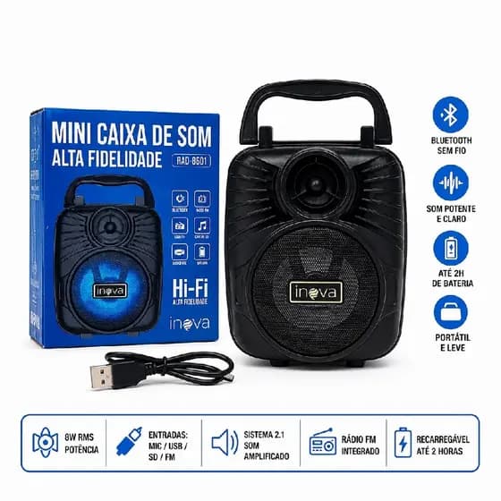 Caixa de Som Bluetooth Inova Portátil