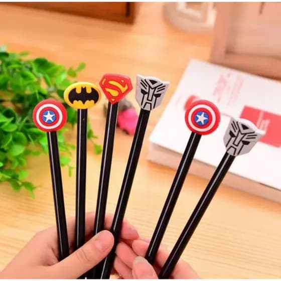 Caneta Gel Super Heróis Super Homem / Capitão América / Batman / Transformes (1 Unidade)