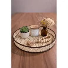 Bandeja Decorativa Estilo Rattan bandeja estilo palha indiana