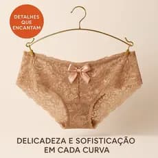 Calcinha caleçon em renda com lacinho, confortável e sensual, cobre quadril e bumbum