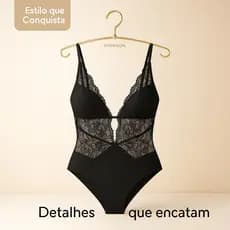 Body Fio Sem Bojo Nem Arco, Renda e Tecido, Alças Ajustáveis, Elegante MTX Moda