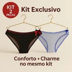 Kit com 2 Calcinhas em Tule Poá com Lacinho Conforto e Delicadeza em Dobro
