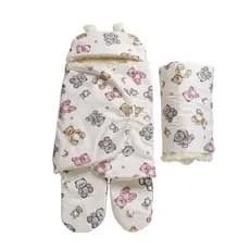 Kit Maternidade Saco de Dormir Bebê + Cobertor Dupla Face Algodão e Sherpa