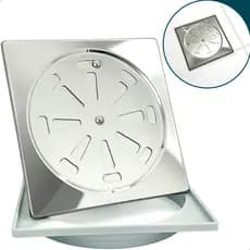 Porta Grelha Abs E Ralo Abre Fecha Inox Quadrado 15x15 Kit Banheiro Caixilho Ralo Escoamento Box