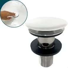 Valvula Click Cerâmica Branca 7/8 Com Ladrão Ralo De Pia Cuba Banheiro 3cm Ralo Escoamento Lavabo