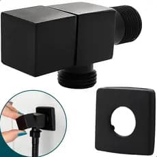Registro Para Ducha Higiênica Preto Fosco Quadrado Registro Torneira 1/4 De Volta Saida 1/2 Metal