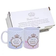 Kit Caneca com caixa mdf convite padrinhos Batizado Madrinha Consagração lembrancinha de casamento