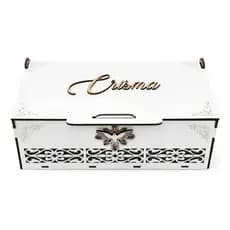Caixa Religiosa Crisma MDF Branco Espírito Santo Presente Especial Crisma