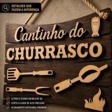 Plaquinha Cantinho Do Churrasco Decorativa Quadro Decorativo Vazado para Cozinha Churras Piscina