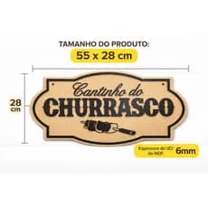 Quadro Decorativo MDF Churrasco Área Gourmet Presente Grande 55cm