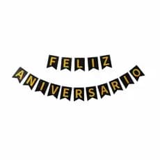 Faixa Feliz Aniversario Glitter Decoração Festa - 1 Unidade